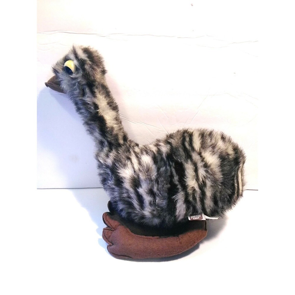 Possum Trot Emu Ostrich Bird Plush Vintage 1977 Gray Black White 16"